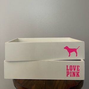 PINK Victoria's Secret White and Pink Trays